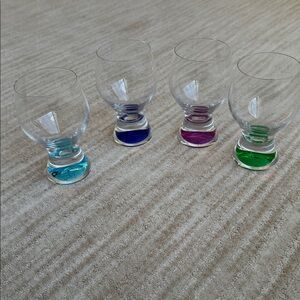 Vintage Set of 4 Colony Calypso Multi Color Drinking Glasses Cocktail Tumblers